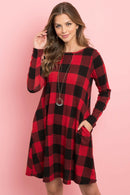 Long Sleeves Plaid Midi.