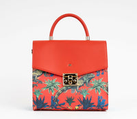 SIMONE - Red Print Vegan Leather Handbag.