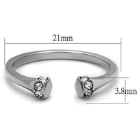 TK1580 High Polished (No Plating) Stainless Steel Ring With Top Grade Crystal in Clear.