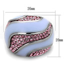 High Polished (No Plating) Stainless Steel Ring With Crystal in Light Rose