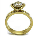 TK2295 IP Gold(Ion Plating) Stainless Steel Ring With AAA Grade CZ in Clear.