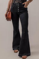 Lydia High Waist Button Front Flare Jeans.