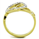 TK1908 Two-Tone IP Gold (Ion Plating) Stainless Steel Ring With Top Grade Crystal in Clear.