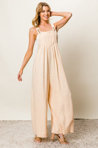 BiBi Texture Sleeveless Wide Leg Jumpsuit.