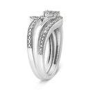 .925 Sterling Silver 1/3ct Cttw Multi-Diamond Bypass Vintage-Style Bridal Set Ring and Band (I-J Color, I3 Clarity).