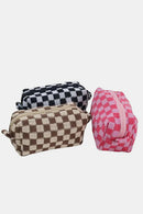 Zenana Checkered Pattern Knitted Cosmetic Pouch.