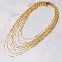 Beautifully Draping Pearl and Chain Necklace.