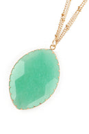 Natural Stone Wrap Oval Pendant Chain Necklace.