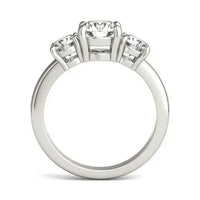 AGI Certified 2 CTW Classic Three-Stone Round Lab Grown Diamond (G-Vs) Engagement Ring in 14K White Gold.