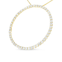 10K Yellow Gold Plated .925 Sterling Silver 4 Cttw Diamond Circle Hoop 18" Pendant Necklace (J-K Color, I1-I2 Clarity).