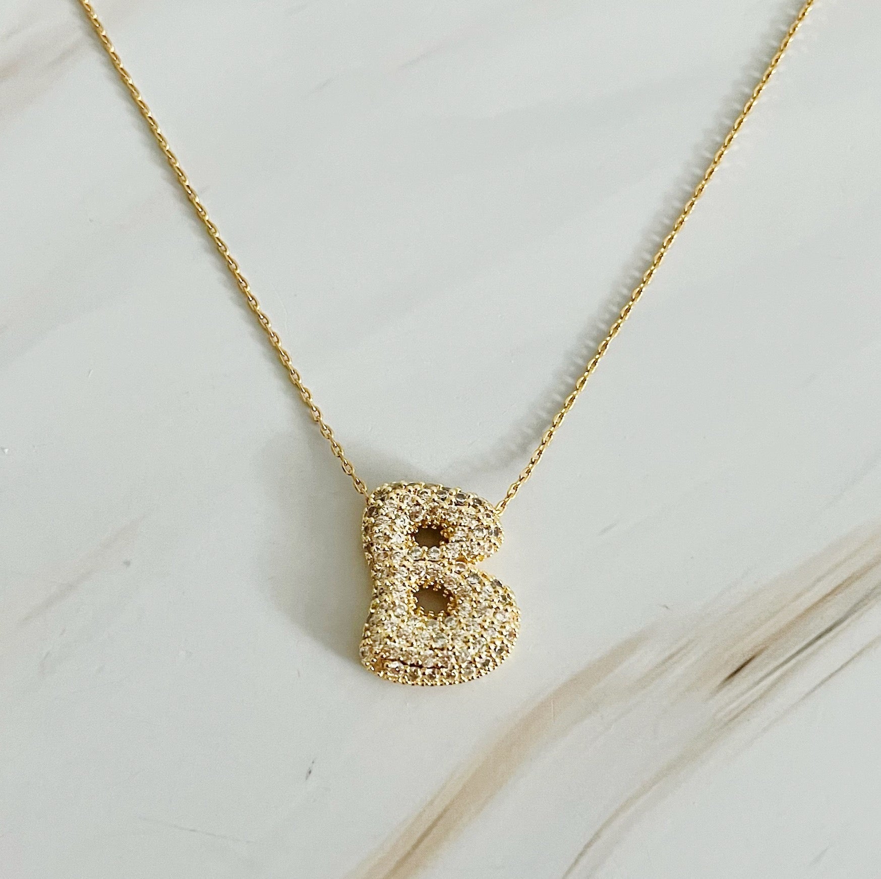 Crystal Bubble Initial Necklace.