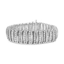 .925 Sterling Silver 8 1/2 Cttw Diamond 7 Row Chevron "S" Curved Link Tennis Bracelet (I-J Color, I1-I2 Clarity) - 7.25".