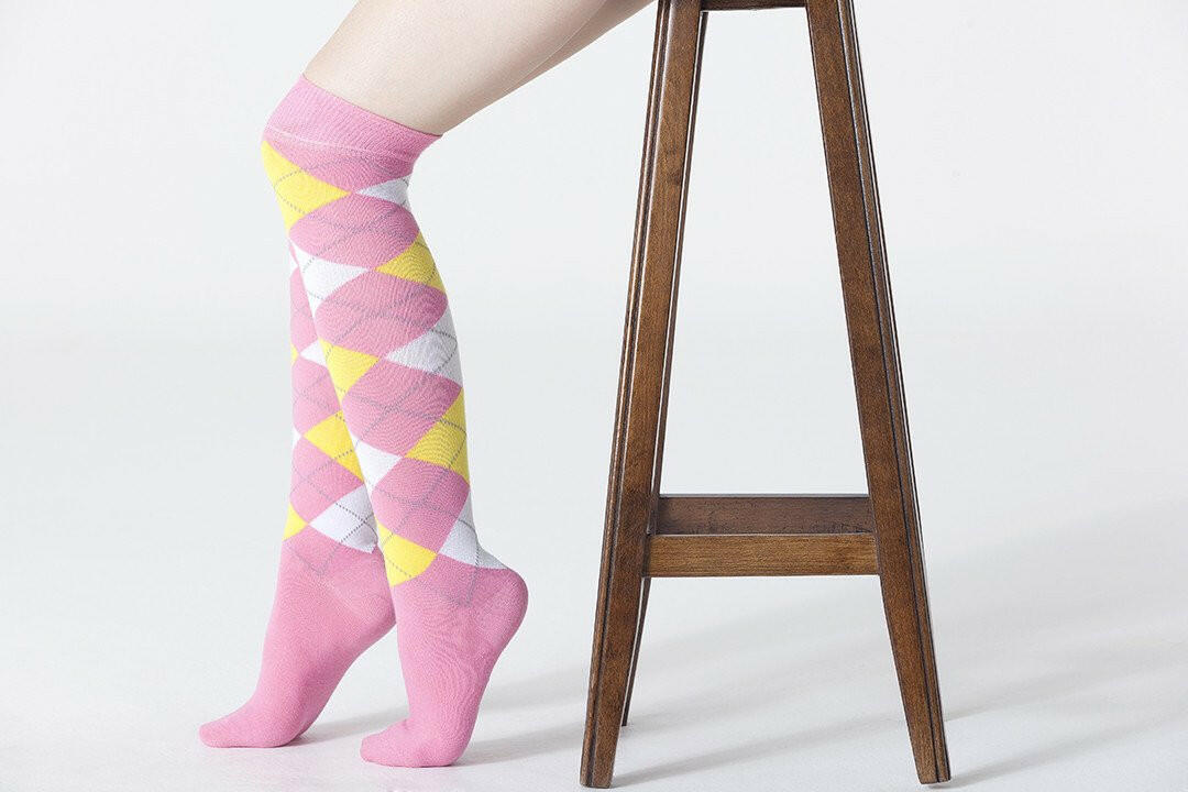 Women's Mixed & Match Argyle Knee High Socks Set.