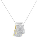 14K White and Yellow Gold 2.0 Cttw Princess Cut Diamond Two Tone Foldover Box Pendant 18” Box Chain Necklace (H-I Color,.