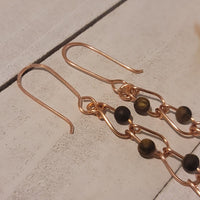 Handmade Tiger's Eye Horse Shoe Link Chain Earrings