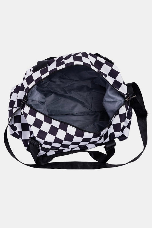 Zenana Checkered Multi-Pocket Travel Bag.