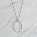 Sleek Oval Pendant Long Necklace.