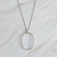 Sleek Oval Pendant Long Necklace.