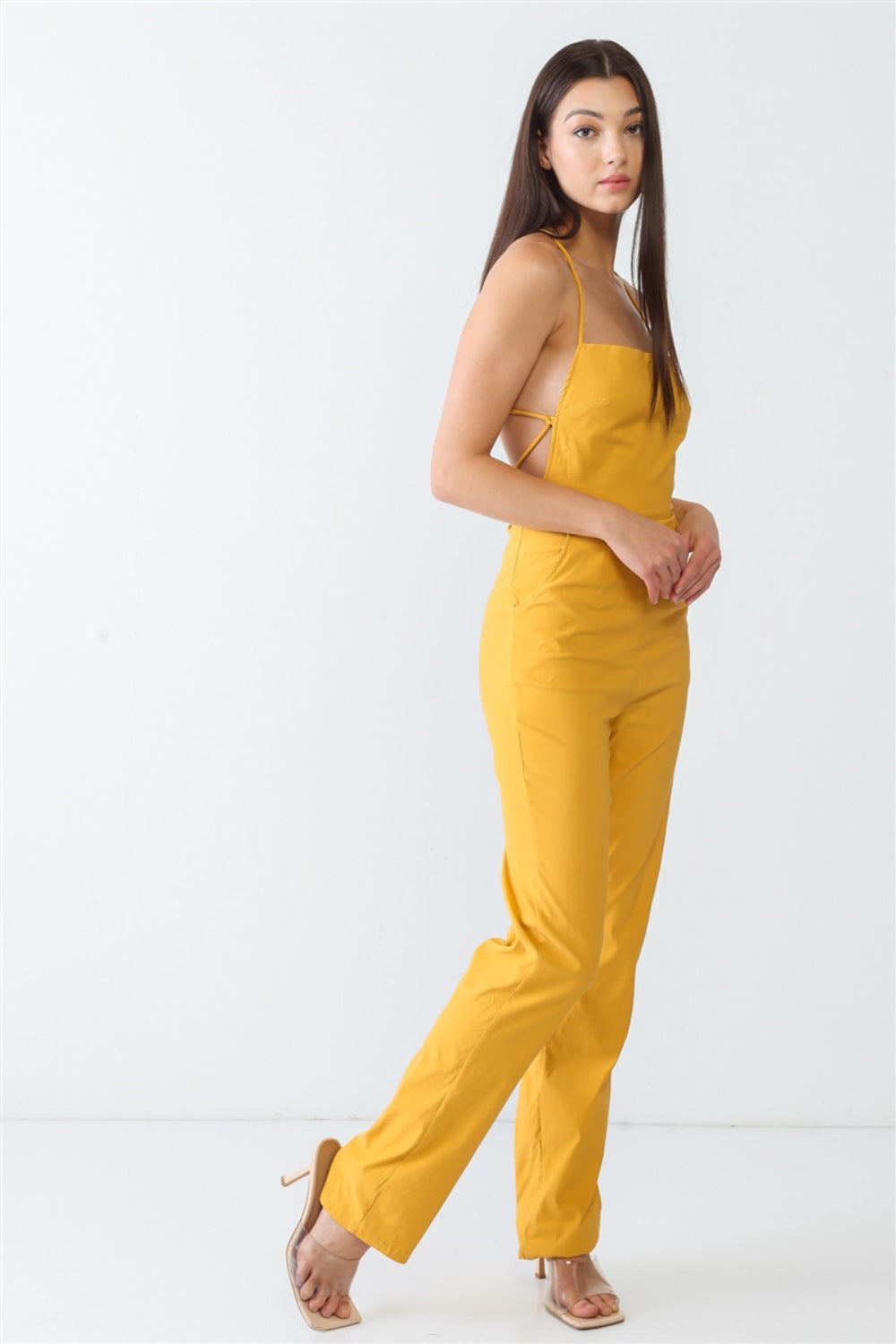 Doreli Group Backless Tied Spaghetti Strap Sleeveless Jumpsuit.