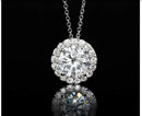 Exquisite AGI Certified Lab-Grown Diamond (G/Vs) Halo Pendant Necklace in 14kt White Gold - Choose 1 CTW or 2 CTW.