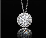 2.00 ct.Lab-Grown Diamond Halo Pendant Necklace in 14kt White Gold. 18" G/Vs.