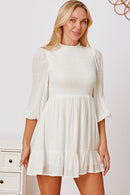 Frill Balloon Sleeve Ruffle Hem Mini Dress.