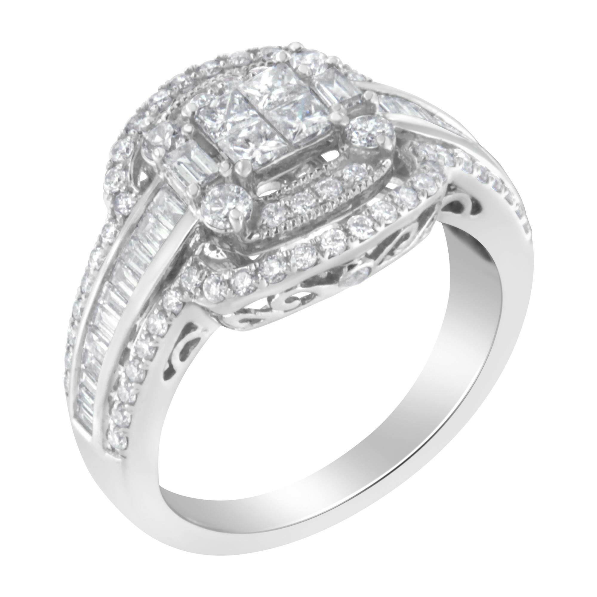 14KT White Gold Diamond Cocktail Ring (1 1/4 Cttw, H-I Color, SI2-I1 Clarity).