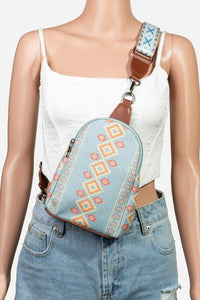 Fame Geometric Wide Strap Crossbody Bag.