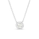 10K White Gold 1/2 Cttw Bezel Set Round Diamond Sunflower Finish 18" Pendant Necklace (I-J Color, I1-I2 Clarity).