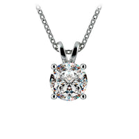 IGI Certified 2.00 CTW Prong Set Round Lab Grown Solitaire Diamond Pendant (G-Vs) in 14K White or Yellow Gold.