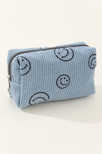 Zenana Smiley Face Corduroy Cosmetic Pouch.