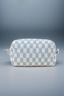 Zenana Checkered Pattern Knitted Cosmetic Pouch.