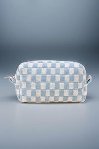 Zenana Checkered Pattern Knitted Cosmetic Pouch.