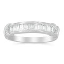 .925 Sterling Silver 1/2 Cttw Baguette Cut Diamond Channel Set X-Station Wedding Ring (H-I Color, I1-I2 Clarity).