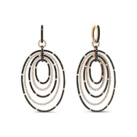 18K Rose Gold 5.00 Cttw Round Black and White Diamond Graduated Hoop Dangle Earrings (Black and F-G Color, VS1-VS2 Clari.