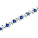 .925 Sterling Silver Lab-Grown Birthstone and 1/6 Cttw Round Diamond Tennis Bracelet (H-I Color, I1-I2 Clarity)