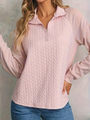 Texture Quarter Zip Long Sleeve Sweatshirt.