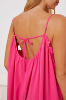 Double Take Full Size Ruffle Trim Tie Back Cami Jumpsuit with Pockets.