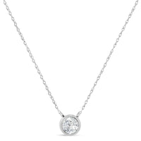 .925 Sterling Silver Round-Cut Diamond Bezel 18" Pendant Necklace (J-K Color, I1-I2 Clarity).