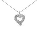 .925 Sterling Silver 1.00 Cttw Baguette Diamond Composite Open Heart 18" Inch Pendant Necklace (I-J Color, I1-I2 Clarity.