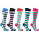 Women's Colorful Stripe Knee High Socks Set.