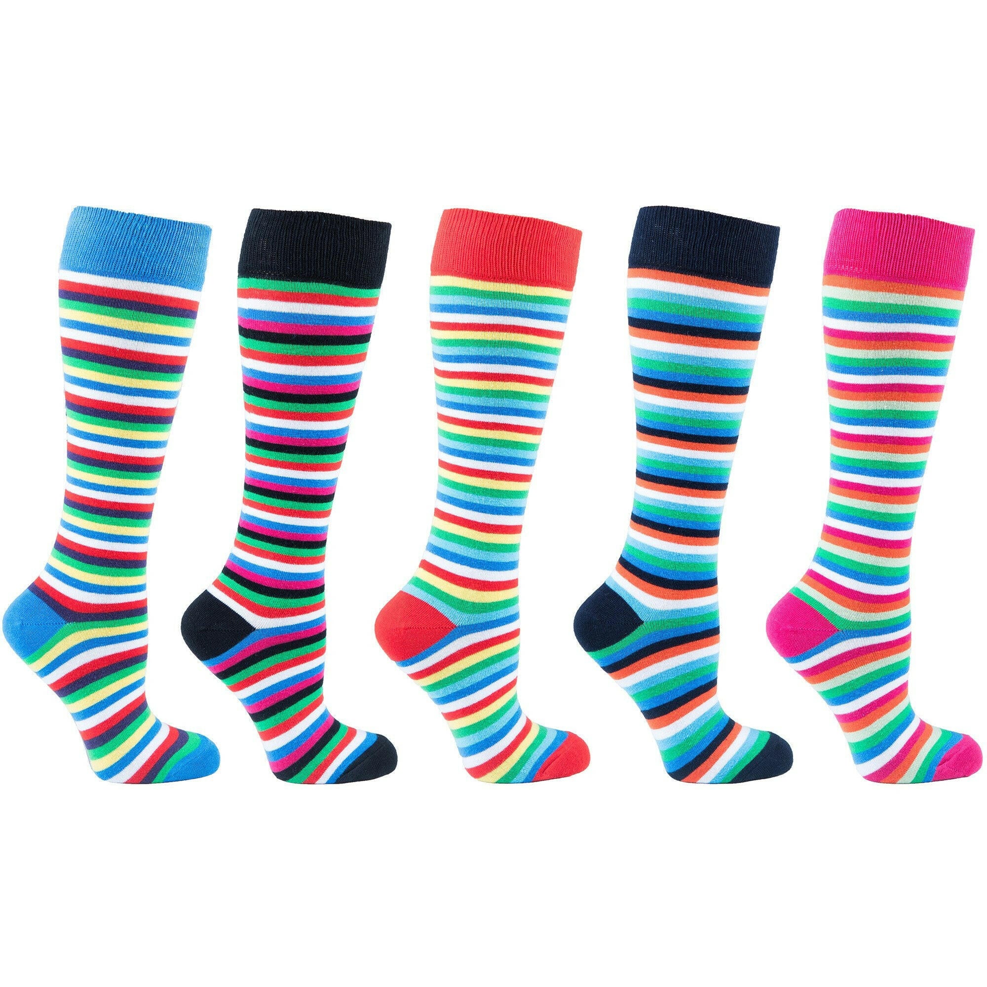 Women's Colorful Stripe Knee High Socks Set