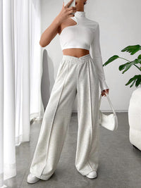 Elastic Waist Wide Leg Pants.