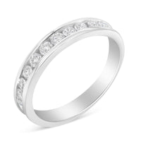 IGI Certified 1/2 Cttw Round Brilliant Cut Diamond 18K White Gold Channel Set Eternity Style Wedding Band Ring (H-I Colo