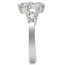 3W132 Rhodium Brass Ring With AAA Grade CZ in Clear