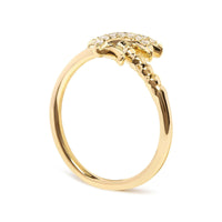 10K Yellow Gold 1/10 Cttw Diamond  Palm Tree Statement Ring (H-I Color, I1-I2 Clarity).