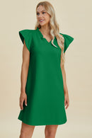 Double Take Full Size Ruffled V-Neck Cap Sleeve Dress.