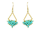 Turquoise Cluster Chandelier Earrings.