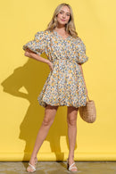 And The Why Full Size Floral Surplice Puff Sleeve Dress.