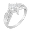 10K White Gold 1/3 Cttw Princess and Baguette Cut Diamond Bypass Style Cocktail Ring (I-J Color, I1-I2 Clarity).